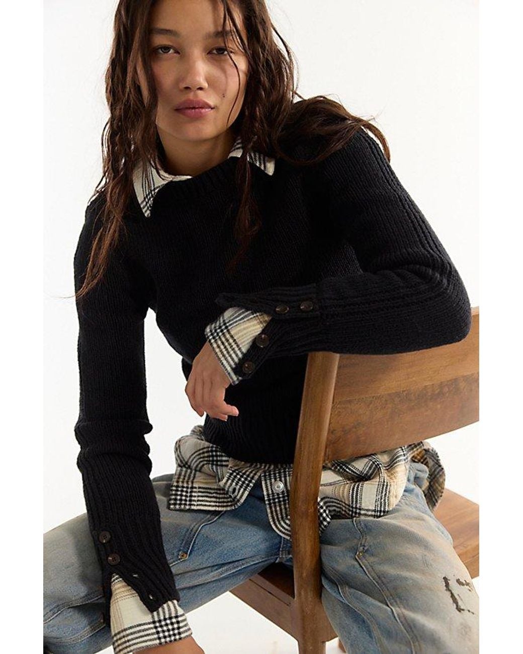 Free People Black Mila Pullover