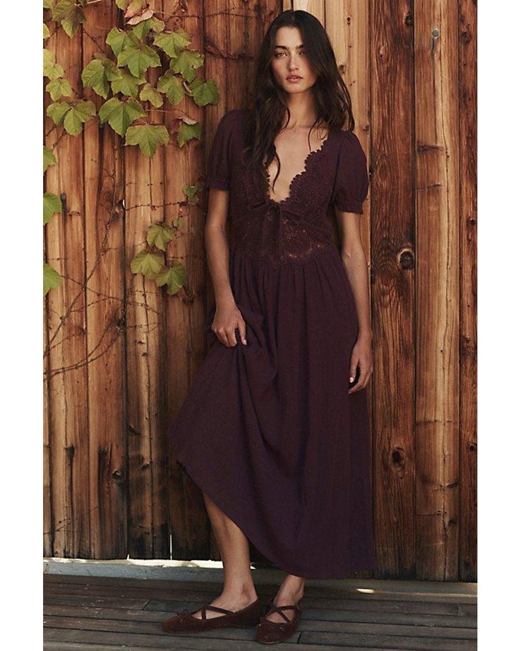 free-est Brown All You Need Is Lace Midi Dress By