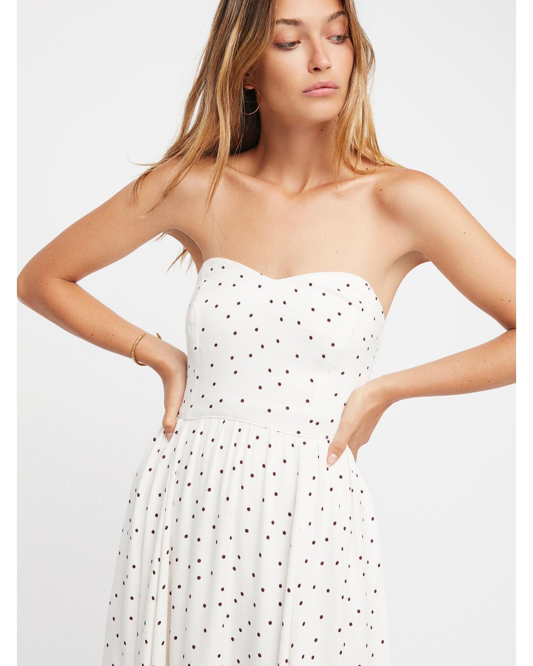 Free People Bella Donna Polka Dot Midi Dress in White | Lyst Free People Bella Donna Polka Dot Midi Dress in White | Lyst