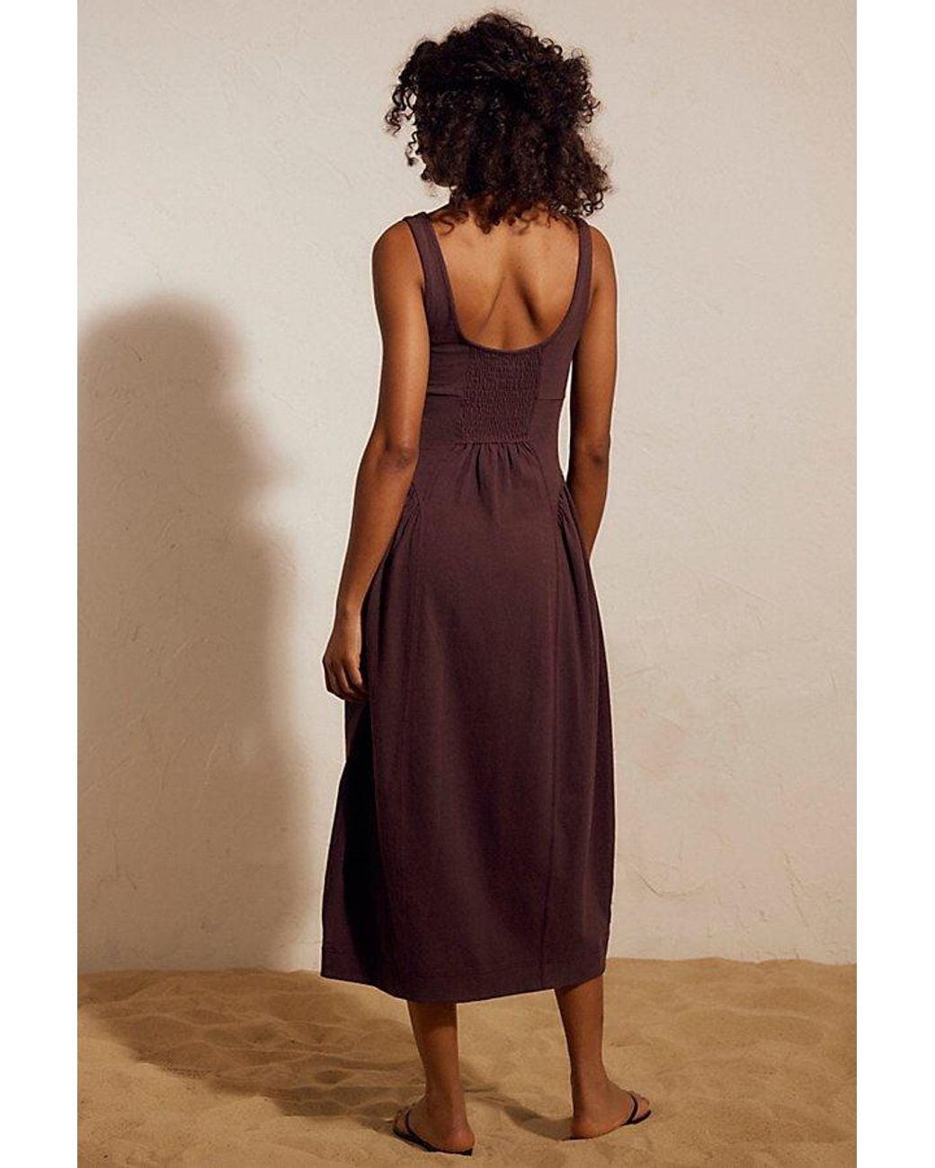free-est Brown Elsa Cotton Midi Dress By