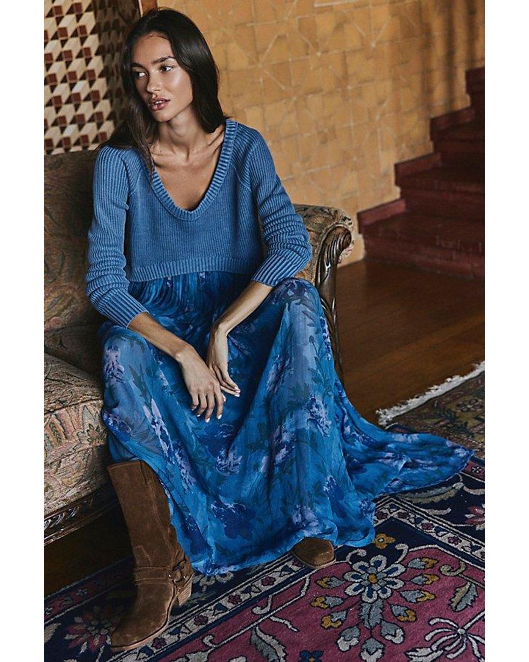 Free People Blue Love Song Maxi Dress