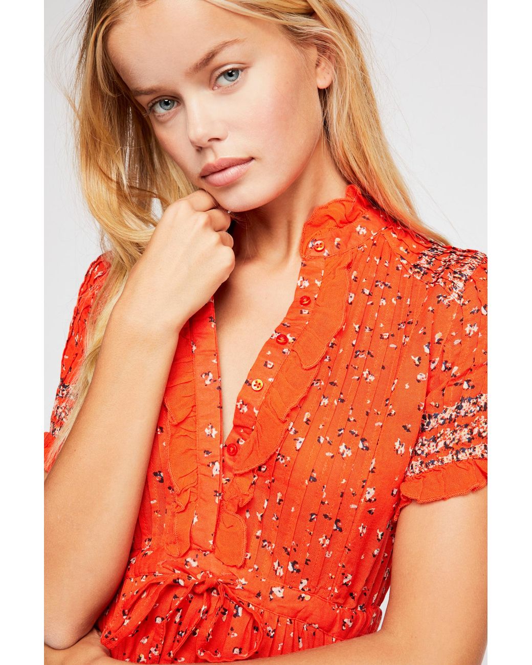 Free people rare feeling pleated printed dress deals