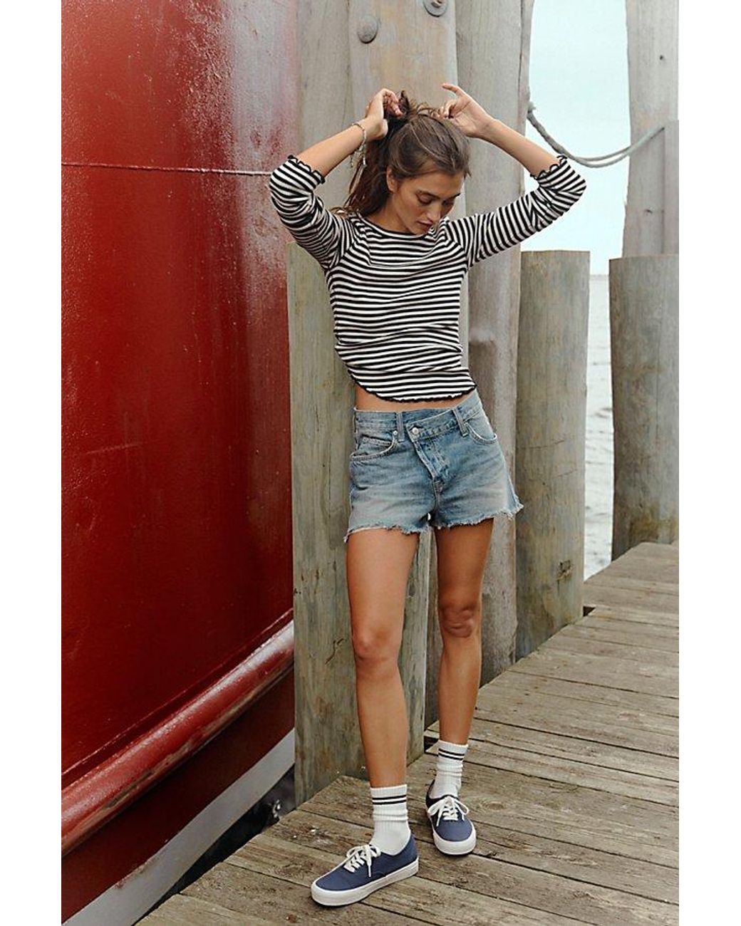 Free People Multicolor Easy Does It Striped Long Sleeve Tee
