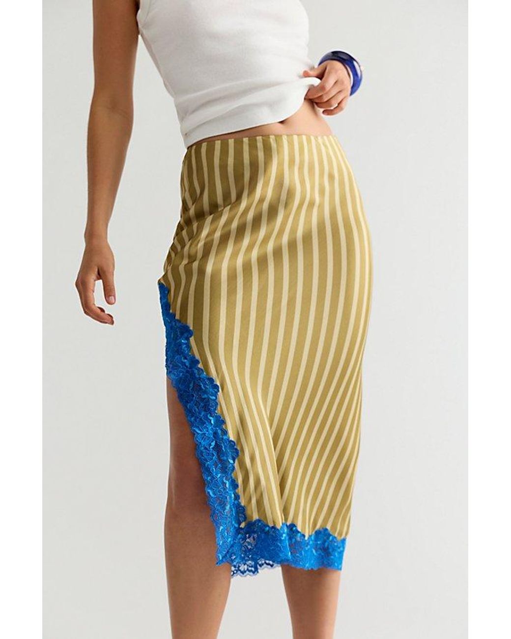 Free People Multicolor Bias Behavior Stripe Midi Skirt