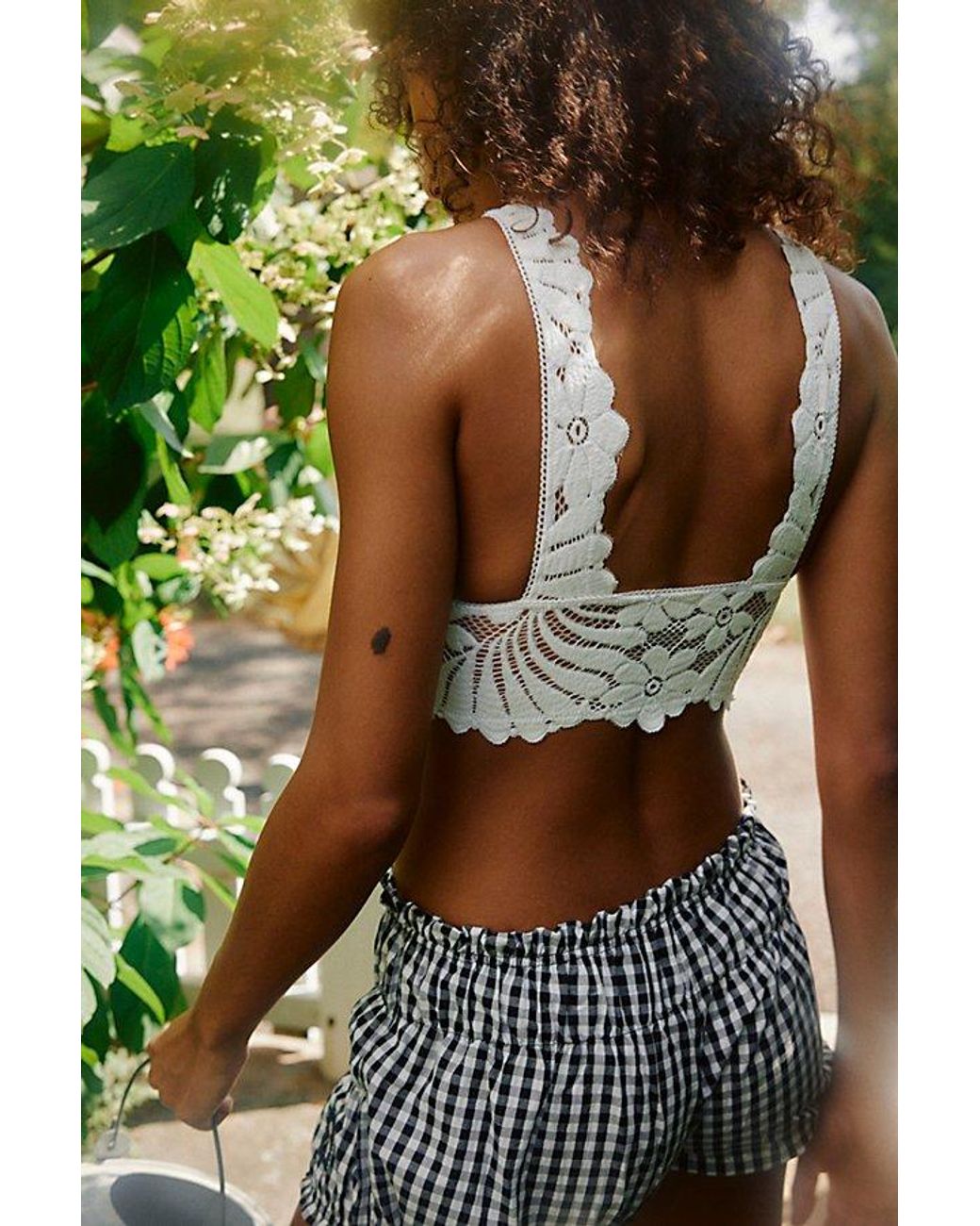 Intimately By Free People Green Petal Party Lace Plunge Bralette By