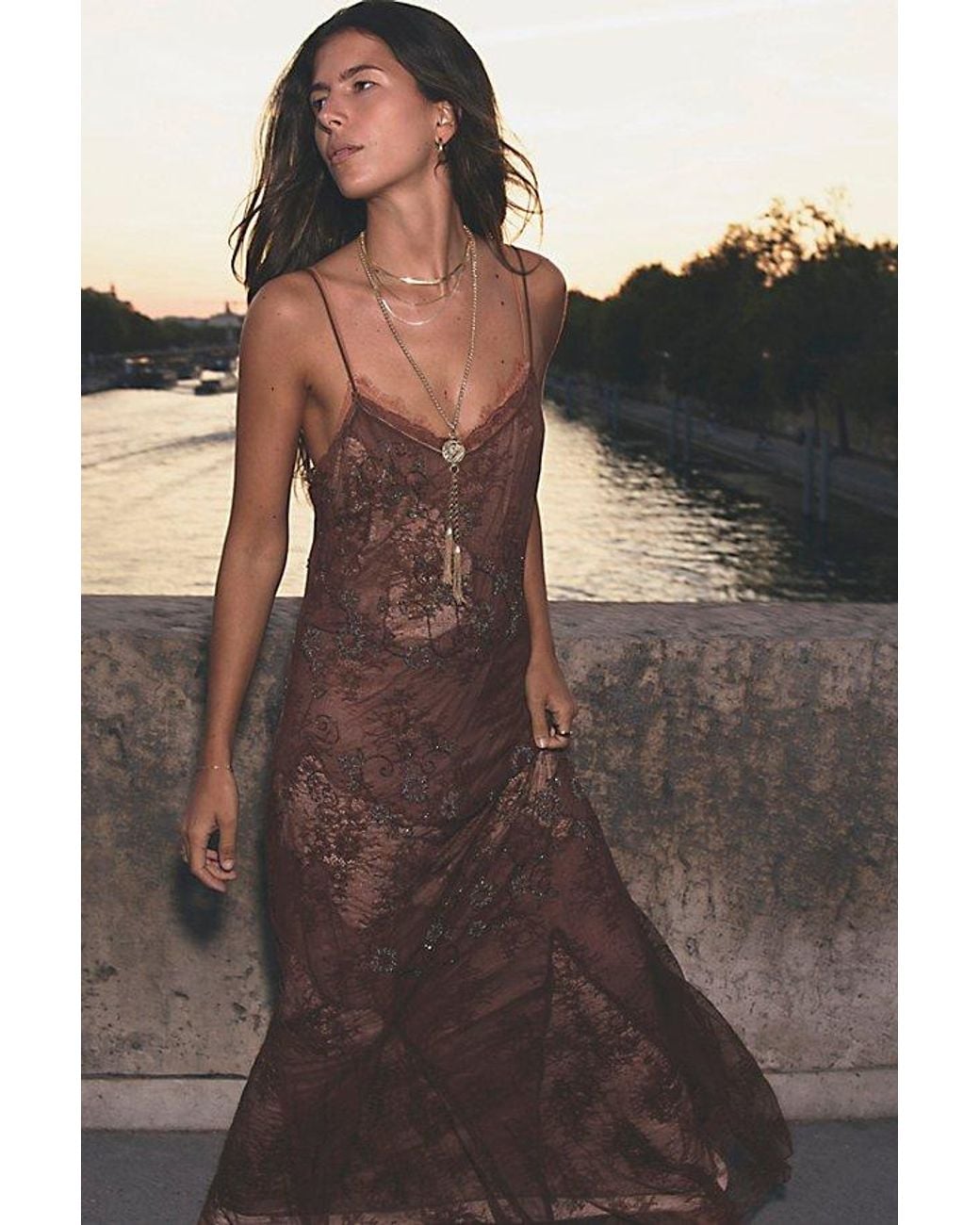 Free People Brown Julio Maxi Dress
