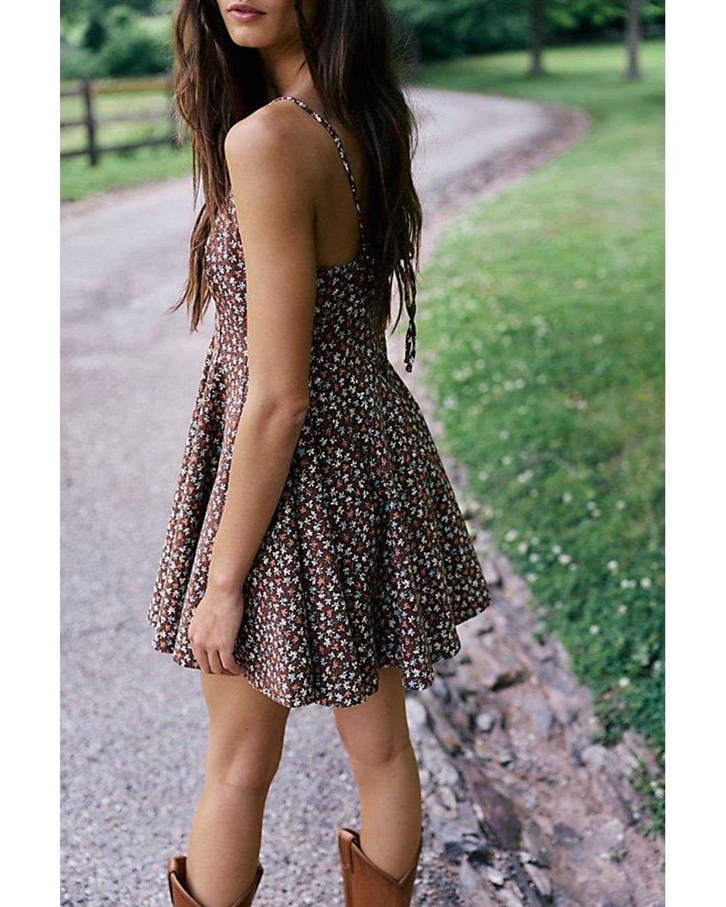Free People Multicolor Tan Lines Printed Mini Dress
