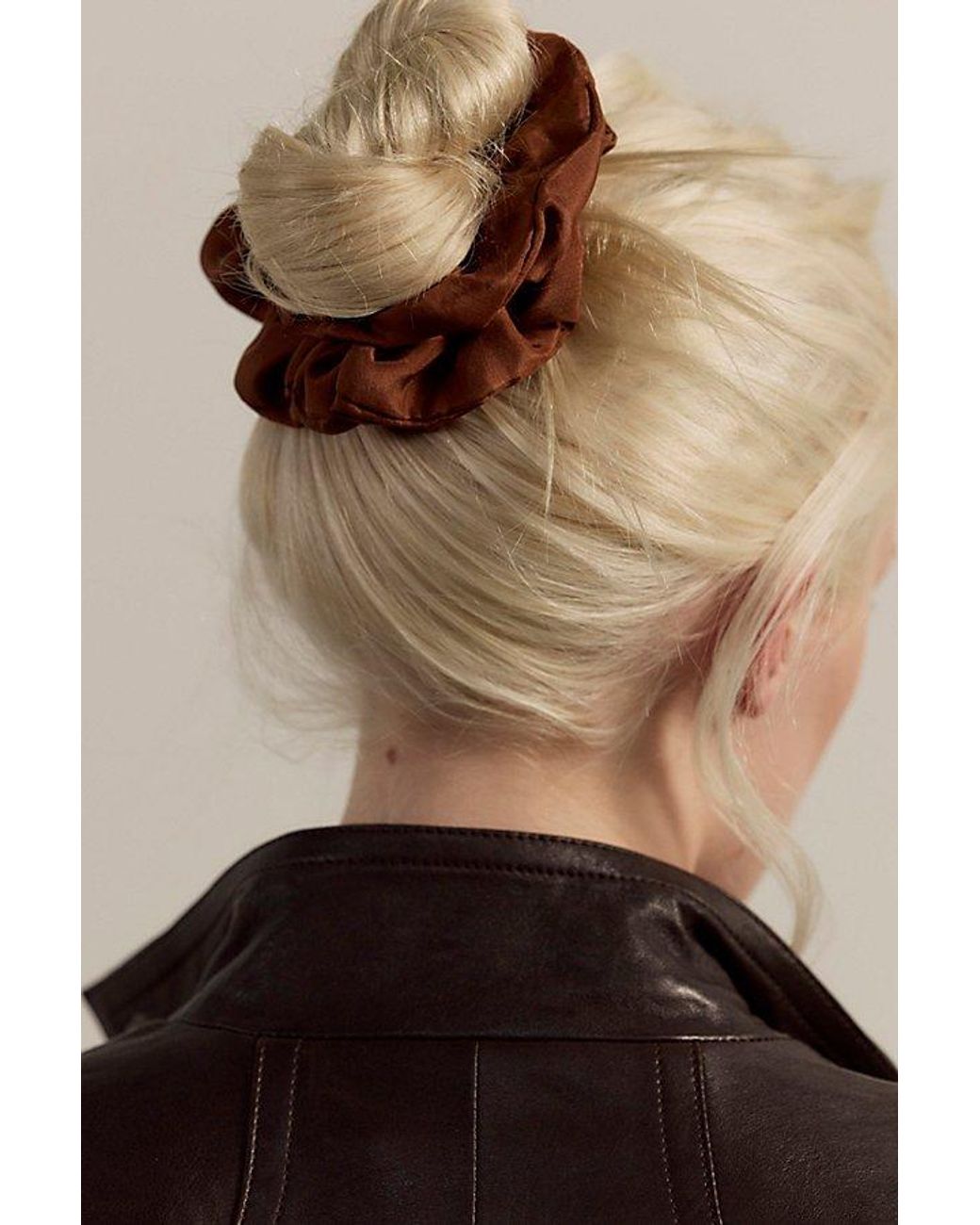 Free People Brown Leni Silk Scrunchie