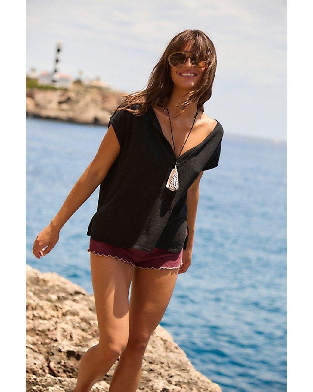 free-est Black Marina Del Sol Sweater Top By