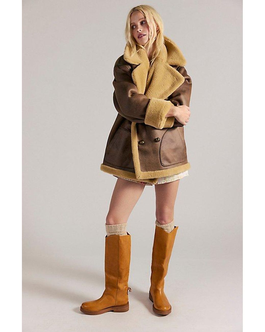 Free People We The Free Bryce Equestrian Boots in Natural | Lyst