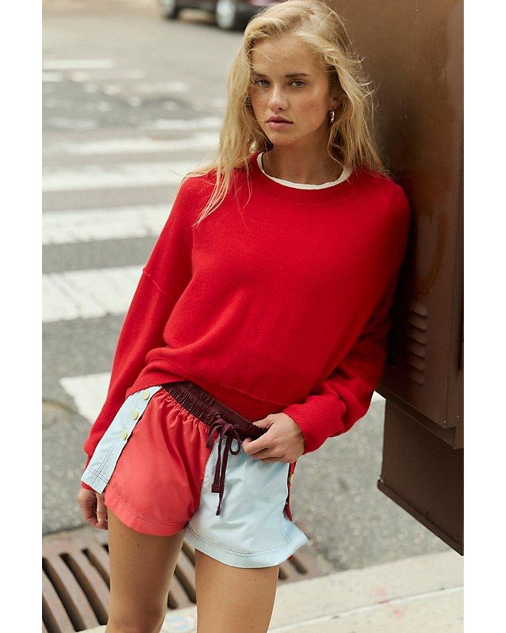 Free People Red Solstice Cashmere Pullover