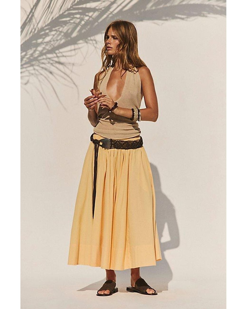 free-est Natural Lowen Midi Skirt By