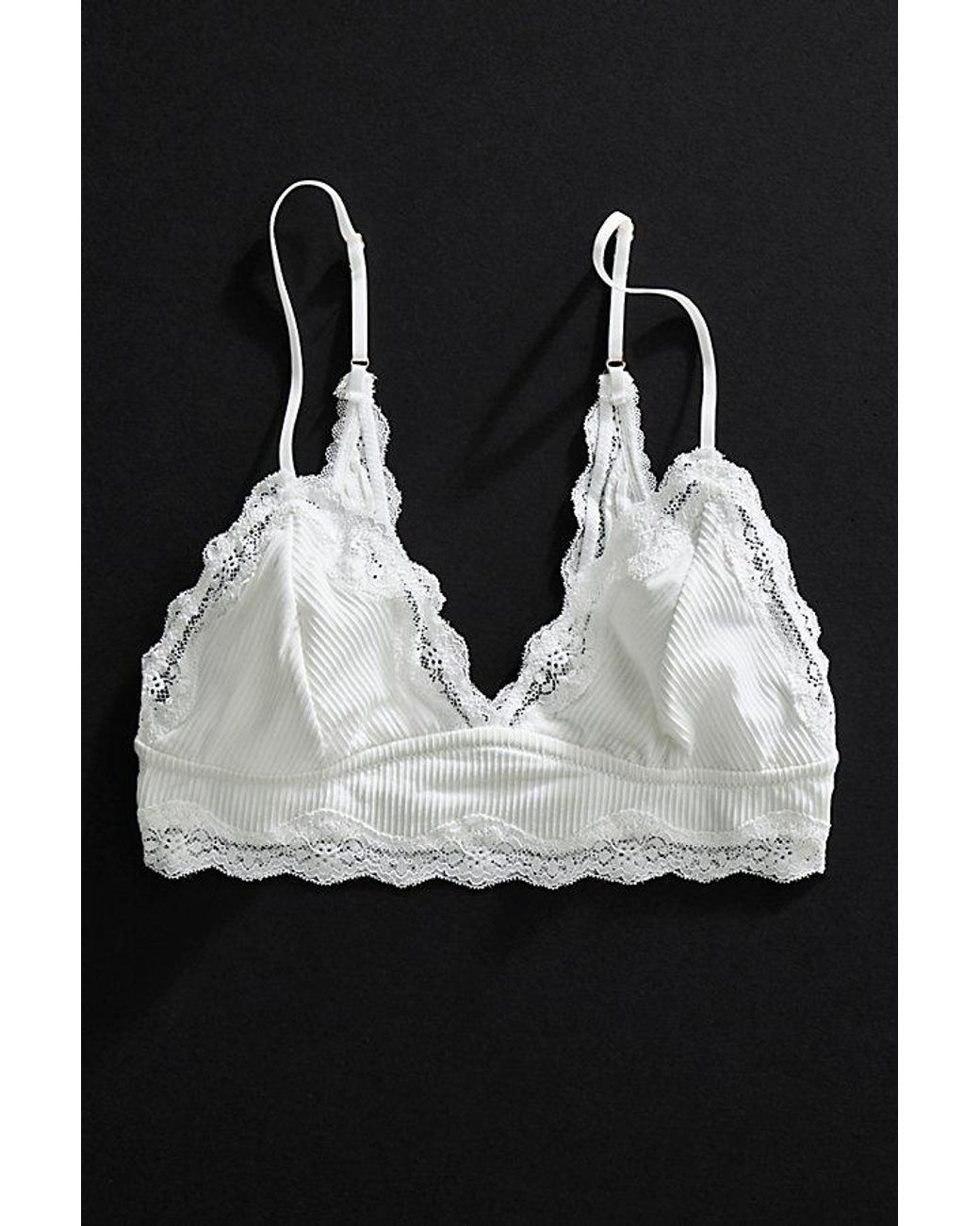 Intimately By Free People Black Charlie Lace Microfiber Ribbed Longline Triangle Bralette By