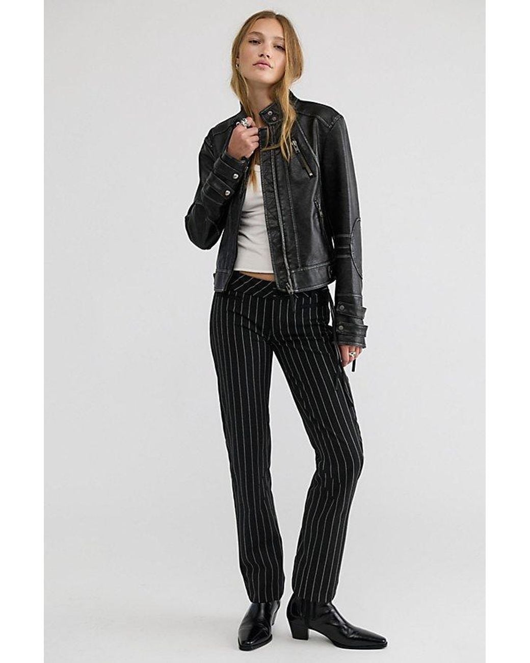 Free People Black Quinn Ultra Low-Rise Slim Trousers