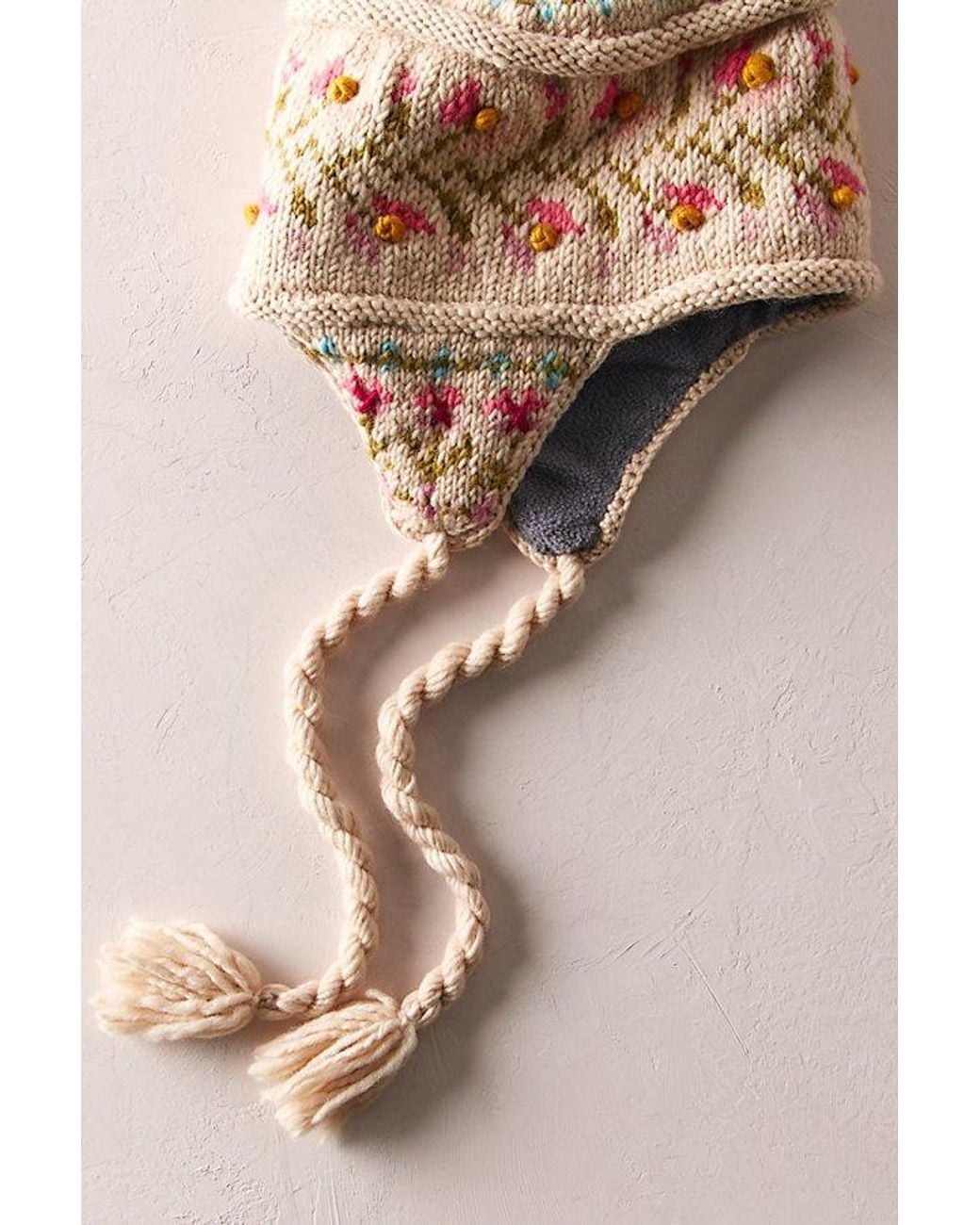 French Knot Natural Leelu Earflap Hat