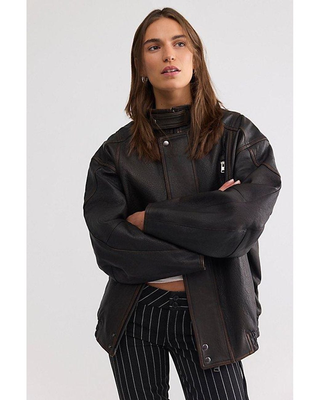 Agolde Black Danver Moto Leather Jacket