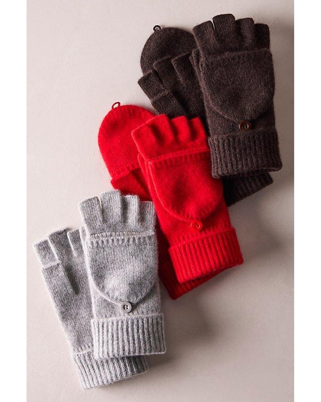 Free People Gray Cmere Convertible Mittens
