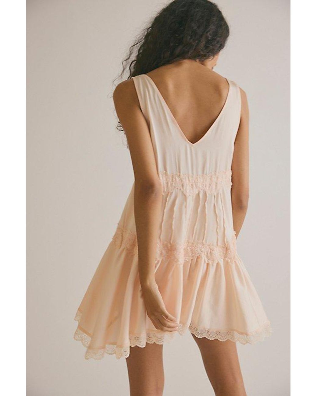 Intimately By Free People Natural In This Groove Mini Slip Dress By