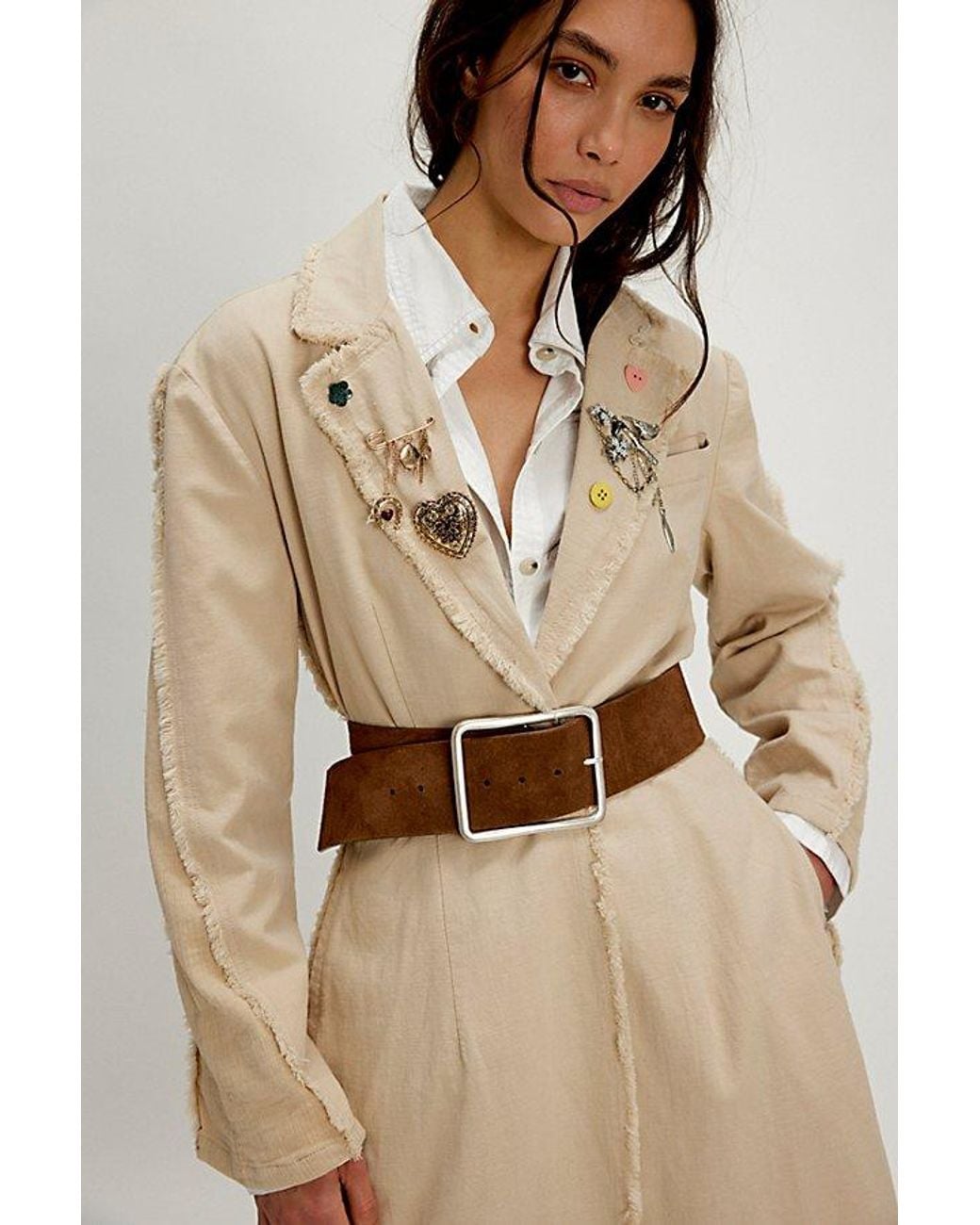 Free People Natural Suede Hex Hip Belt