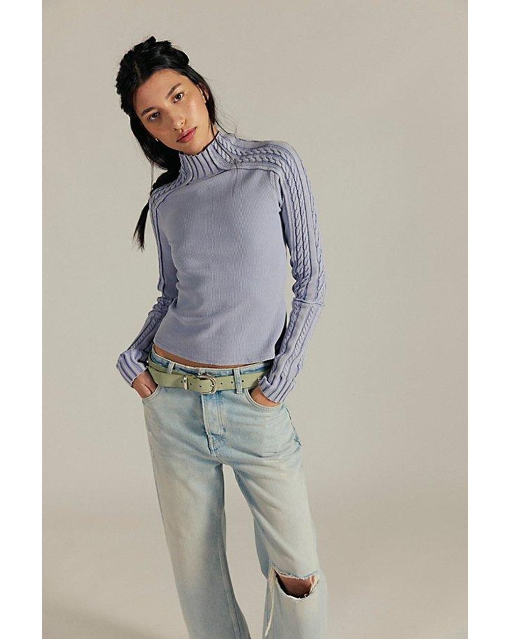 Free People Gray Breezy Swit Top