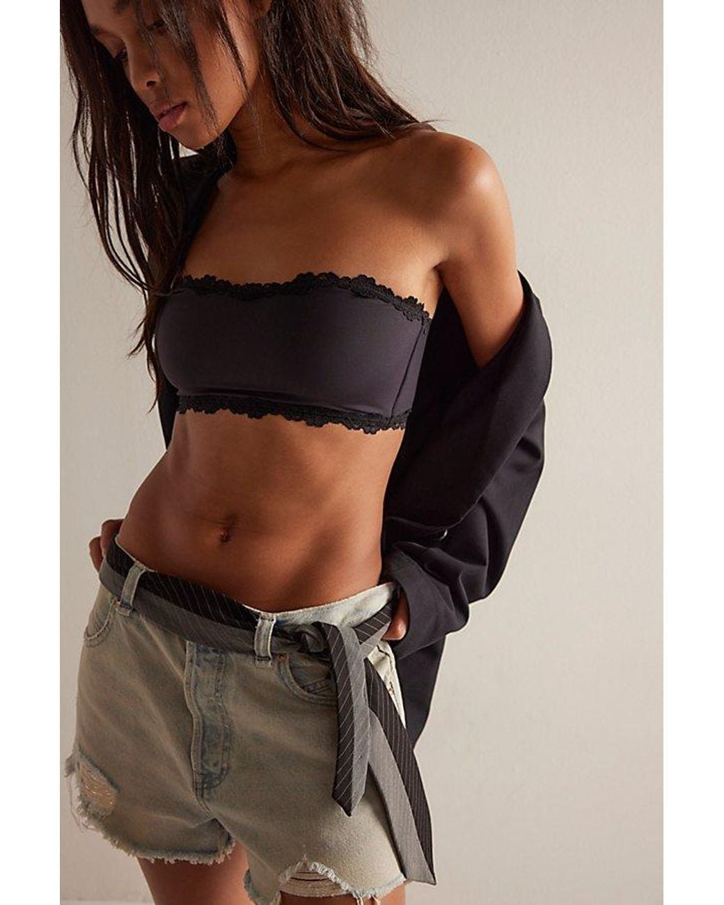 Intimately By Free People Black Charlie Lace Microfiber Bandeau By