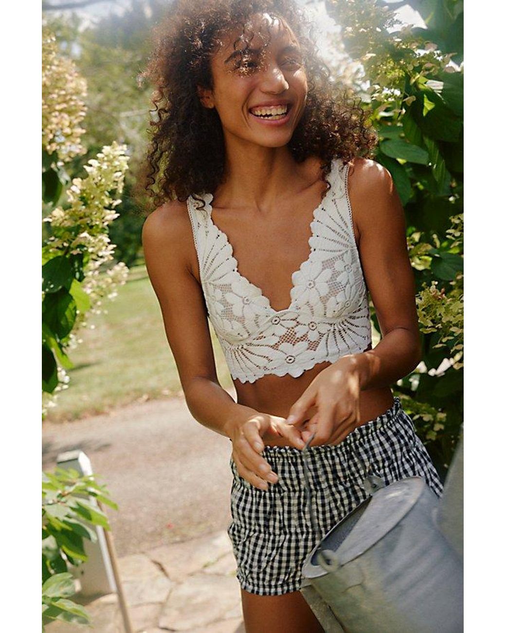 Intimately By Free People Green Petal Party Lace Plunge Bralette By