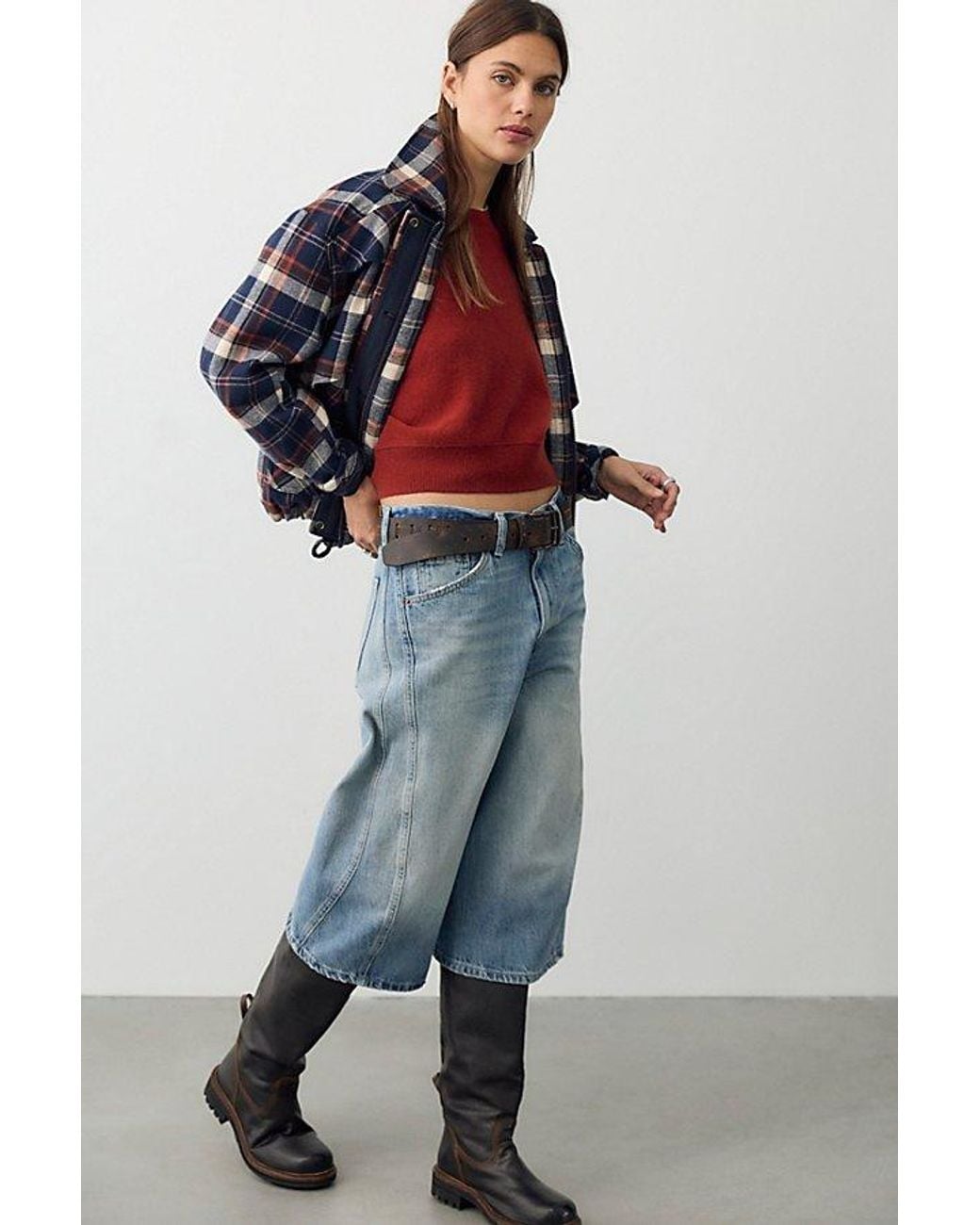 Free People Blue Jax Articulated Cropped Jeans