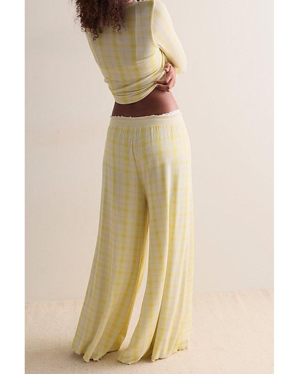 Intimately By Free People Natural Dream State Printed Wide-Leg Pants By