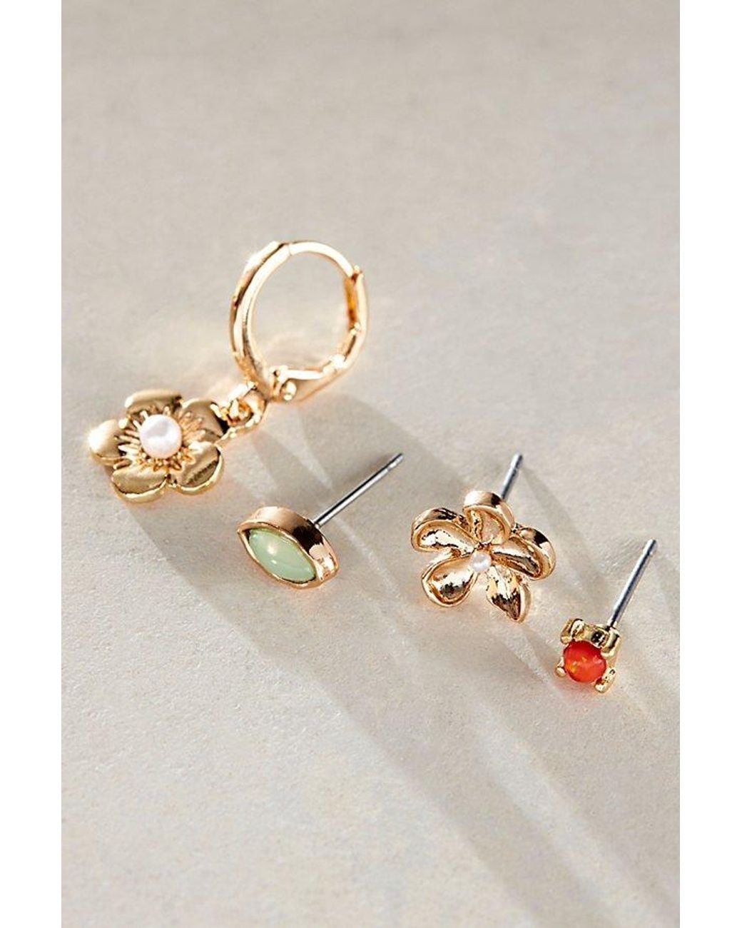 Free People Natural Teeny Tiny Mega Stud Earring Set