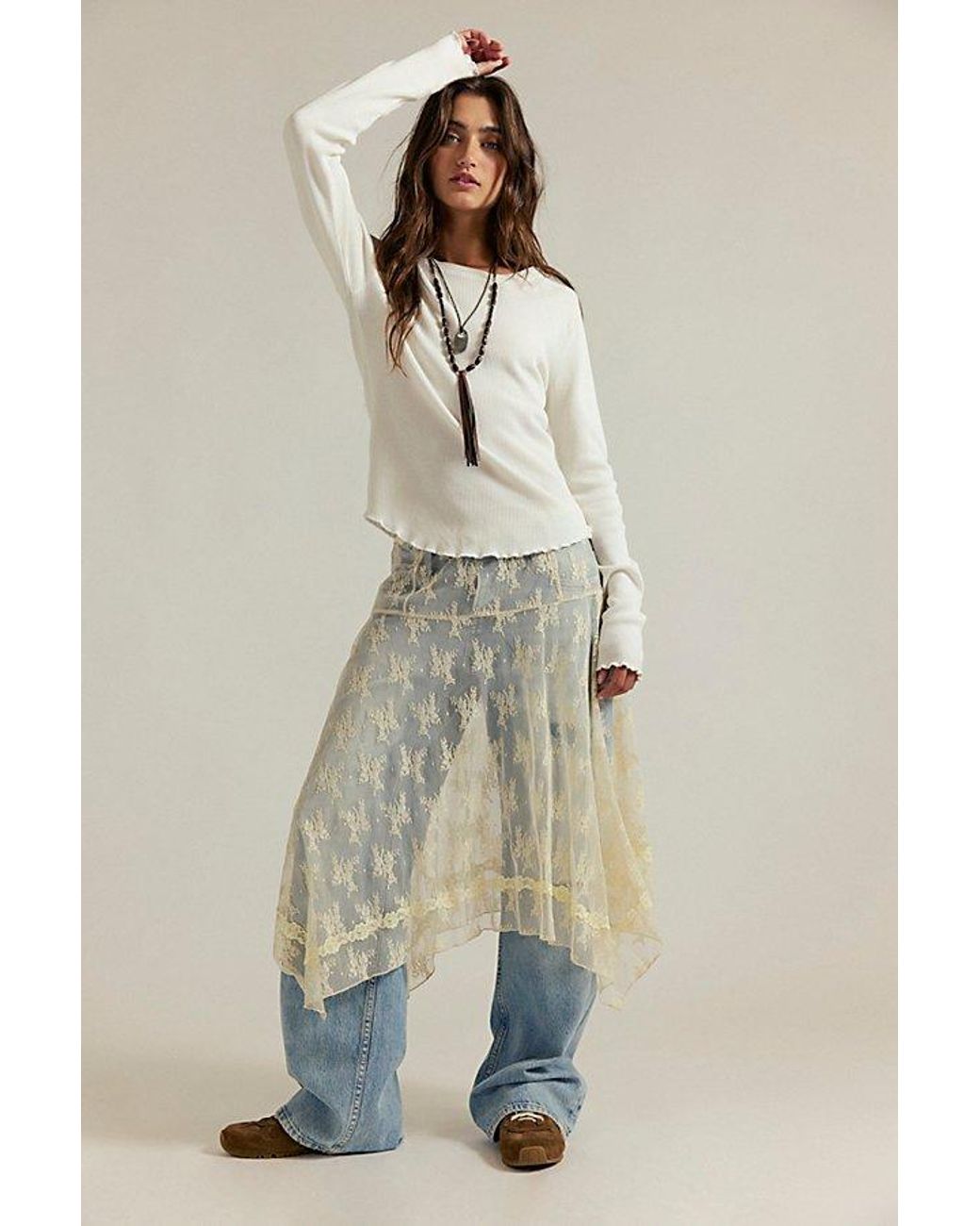 Free People Blue We The Free Easy Does It Long Sleeve Tee