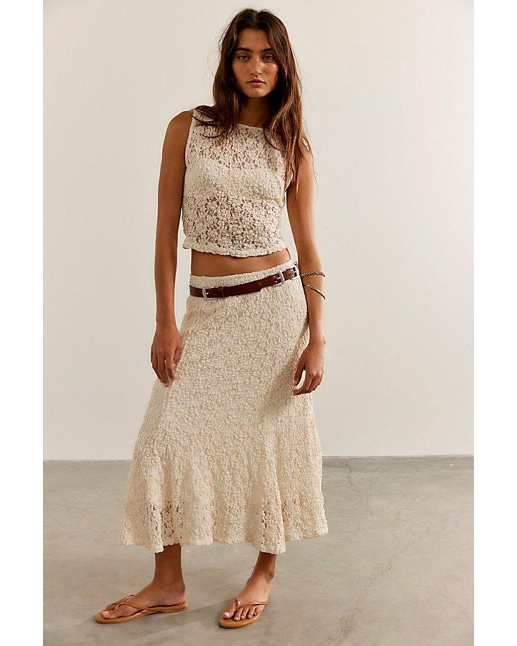 Free People Natural Laney Midi Skirt Set