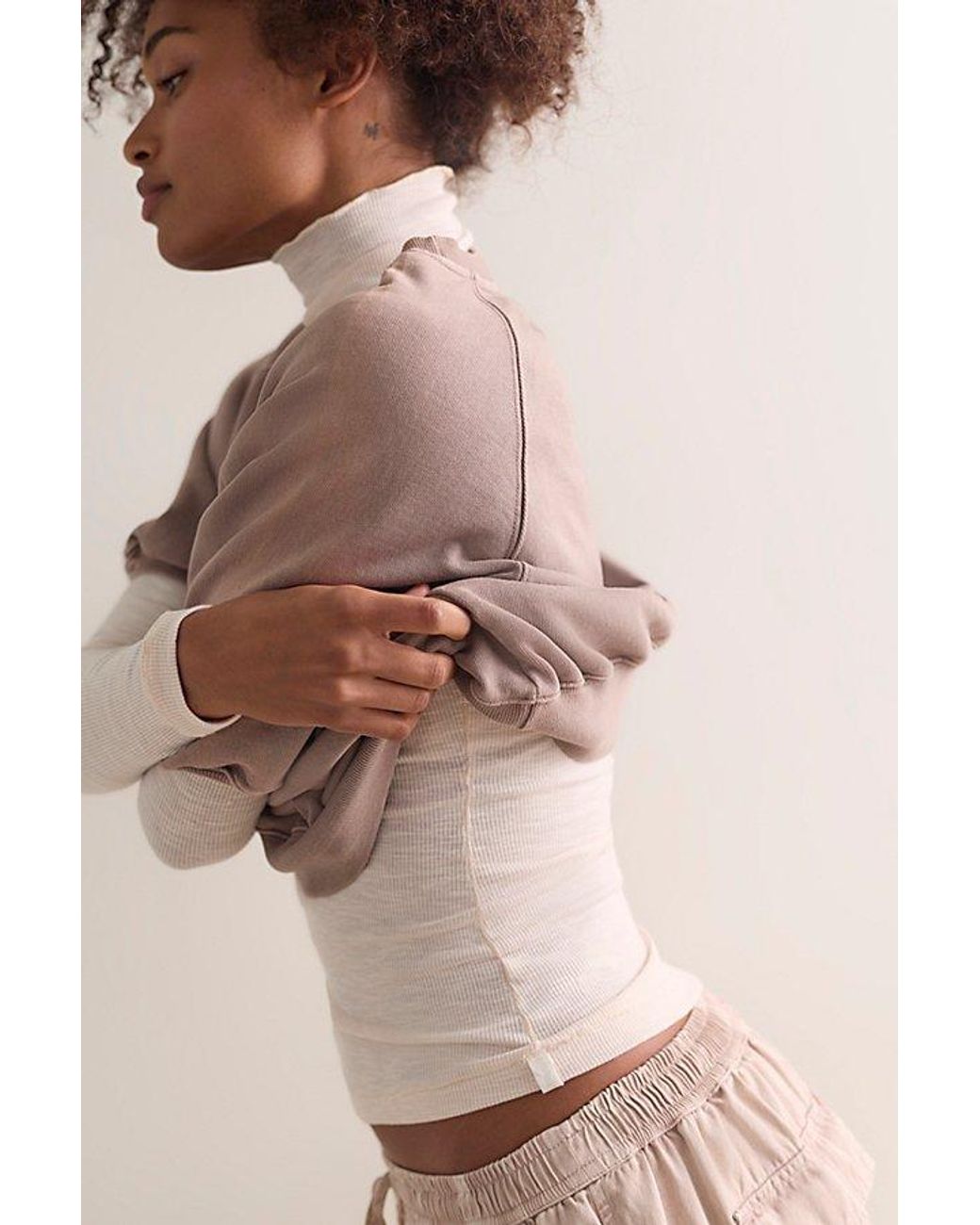 Intimately By Free People Brown Keeping It Light Ribbed Turtleneck Top By
