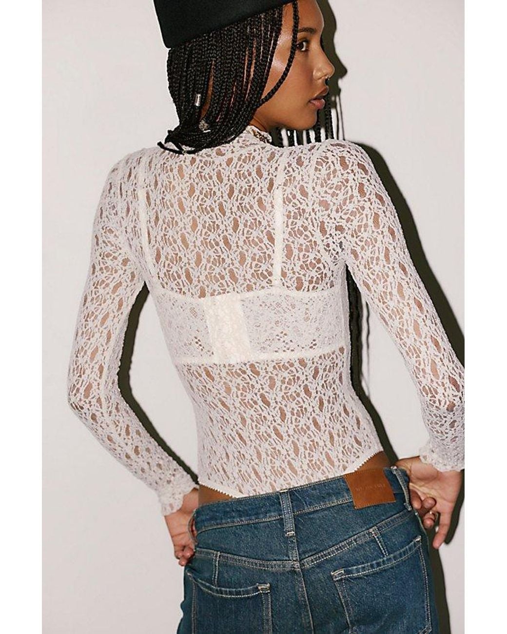 Intimately By Free People Natural Lacey Talk Bodysuit By