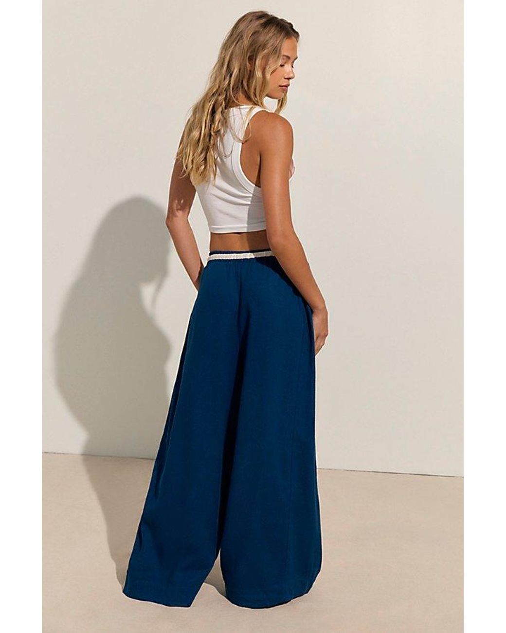 free-est Blue Sandshell Linen Sweet Escape Pants By