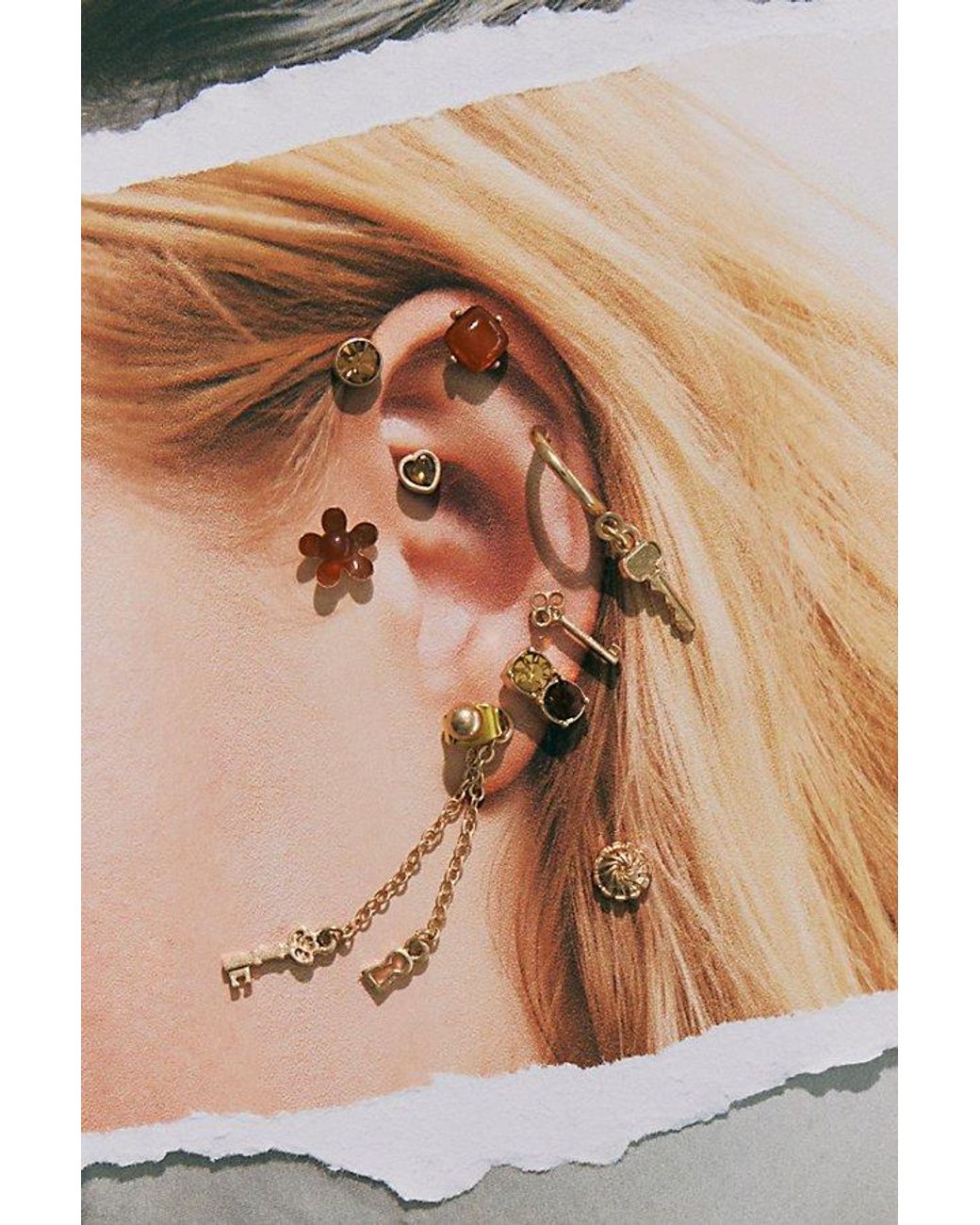 Free People Gray Teeny Tiny Mega Stud Earring Set