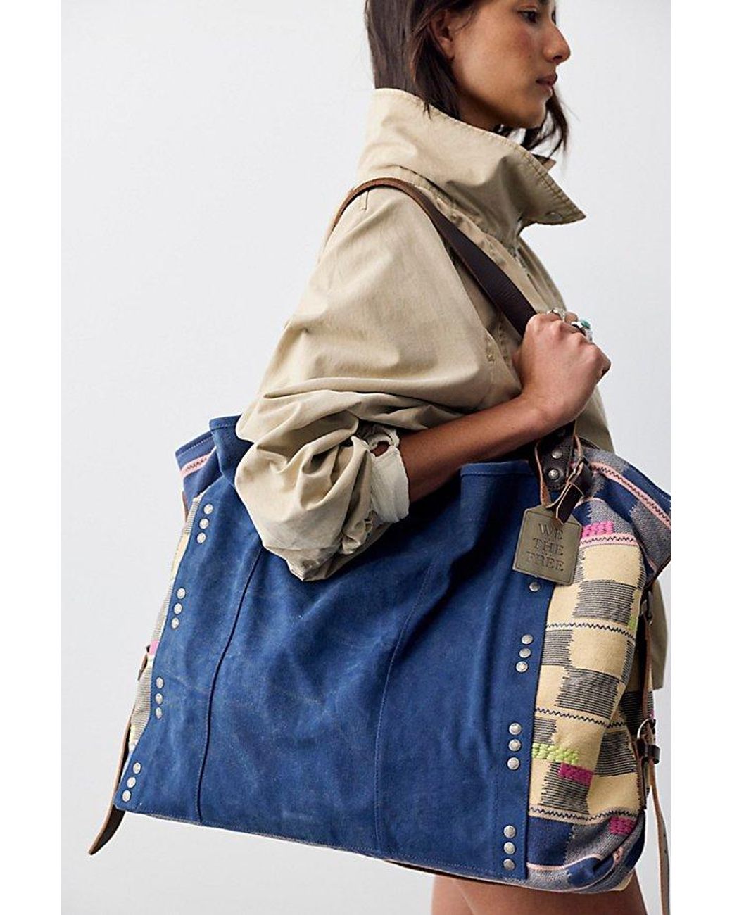 Free People Natural Patchwork Tote Bag
