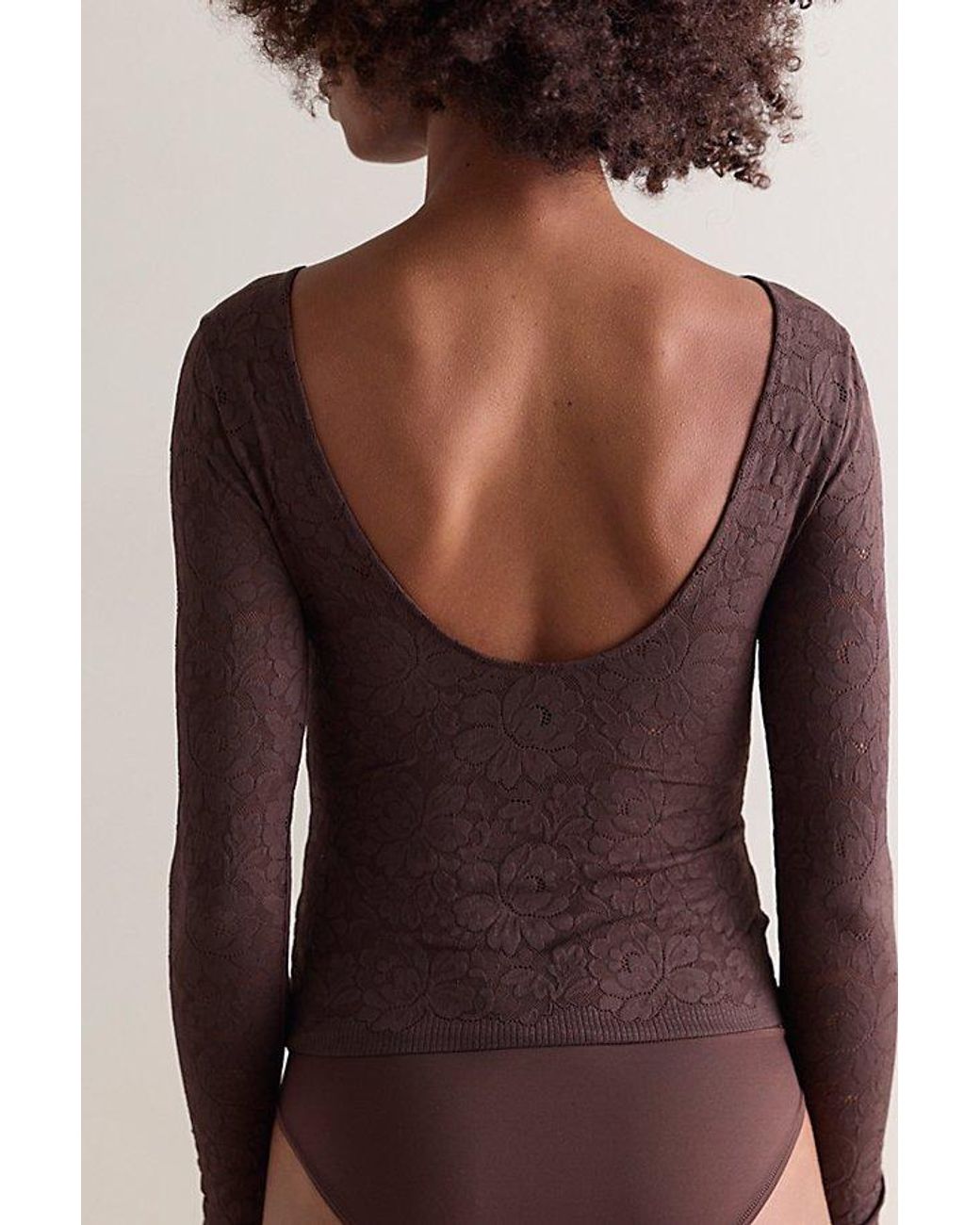 Intimately By Free People Black Smooth Talking Lace Long Sleeve Top By