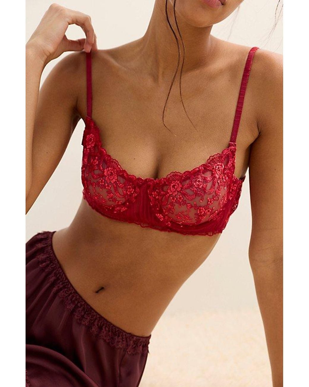 Intimately By Free People Red Love Like You Balconette Underwire Bra By