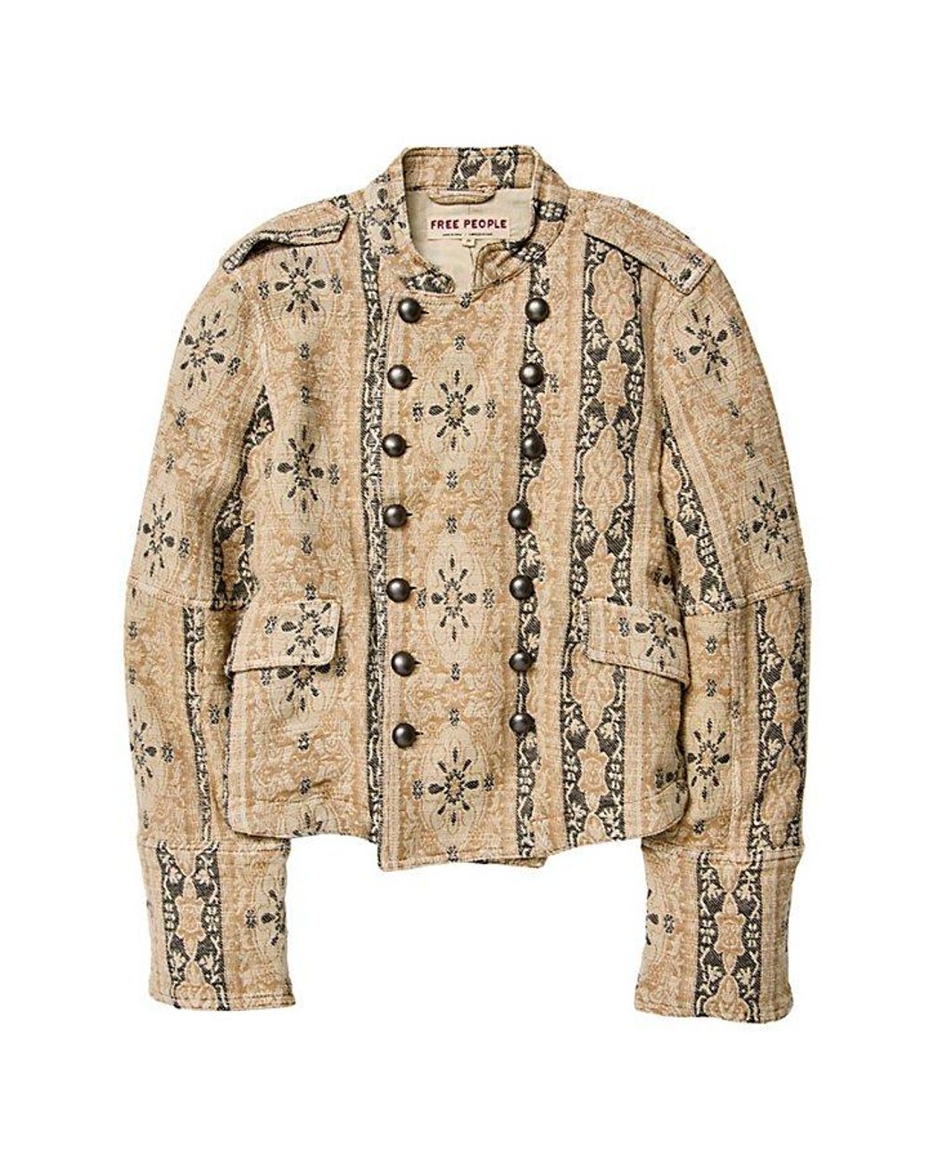 Free People Brown Lotty Jacquard Band Jacket