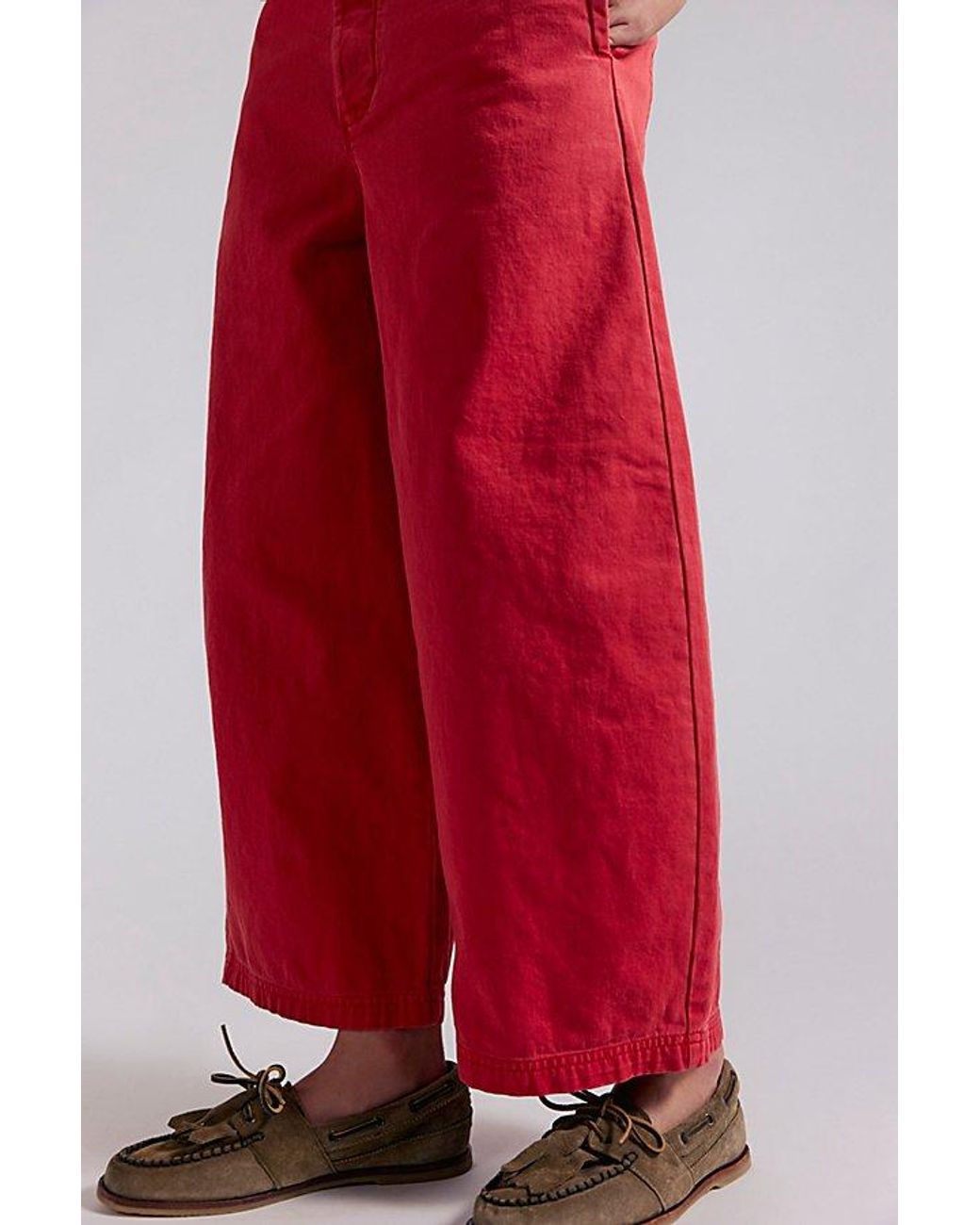 Free People Red Lay Down Chino Trousers