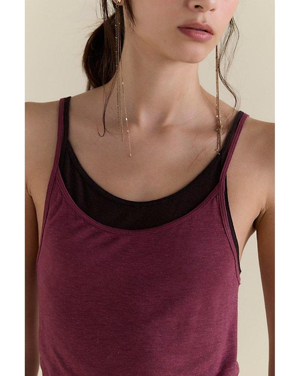 Intimately By Free People Red Stackable Sheer Twofer Tank Top By