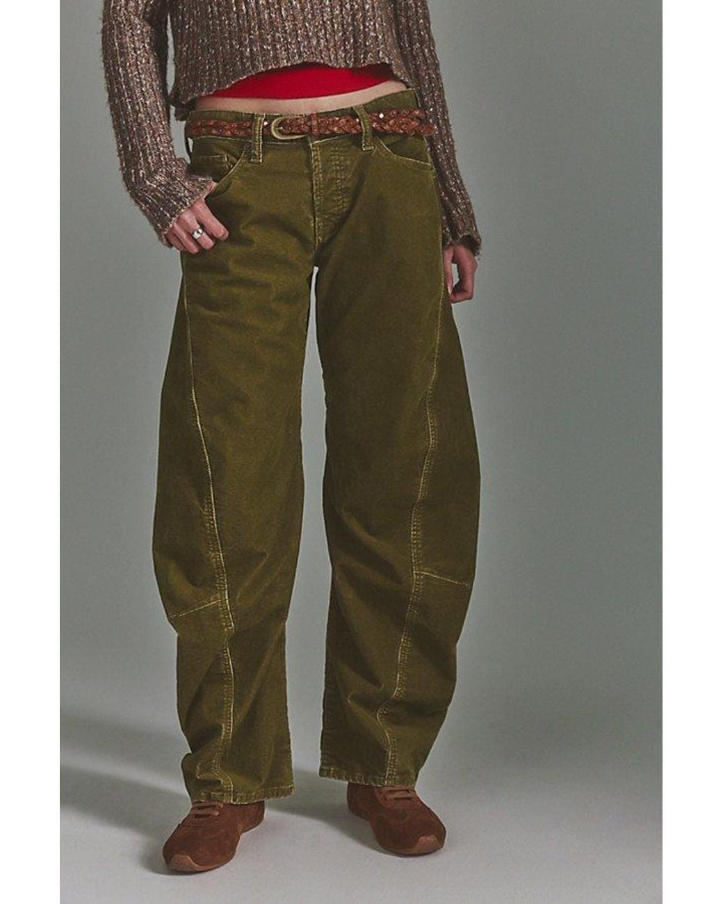Free People Green Fable Washed Cord Twisted Jeans
