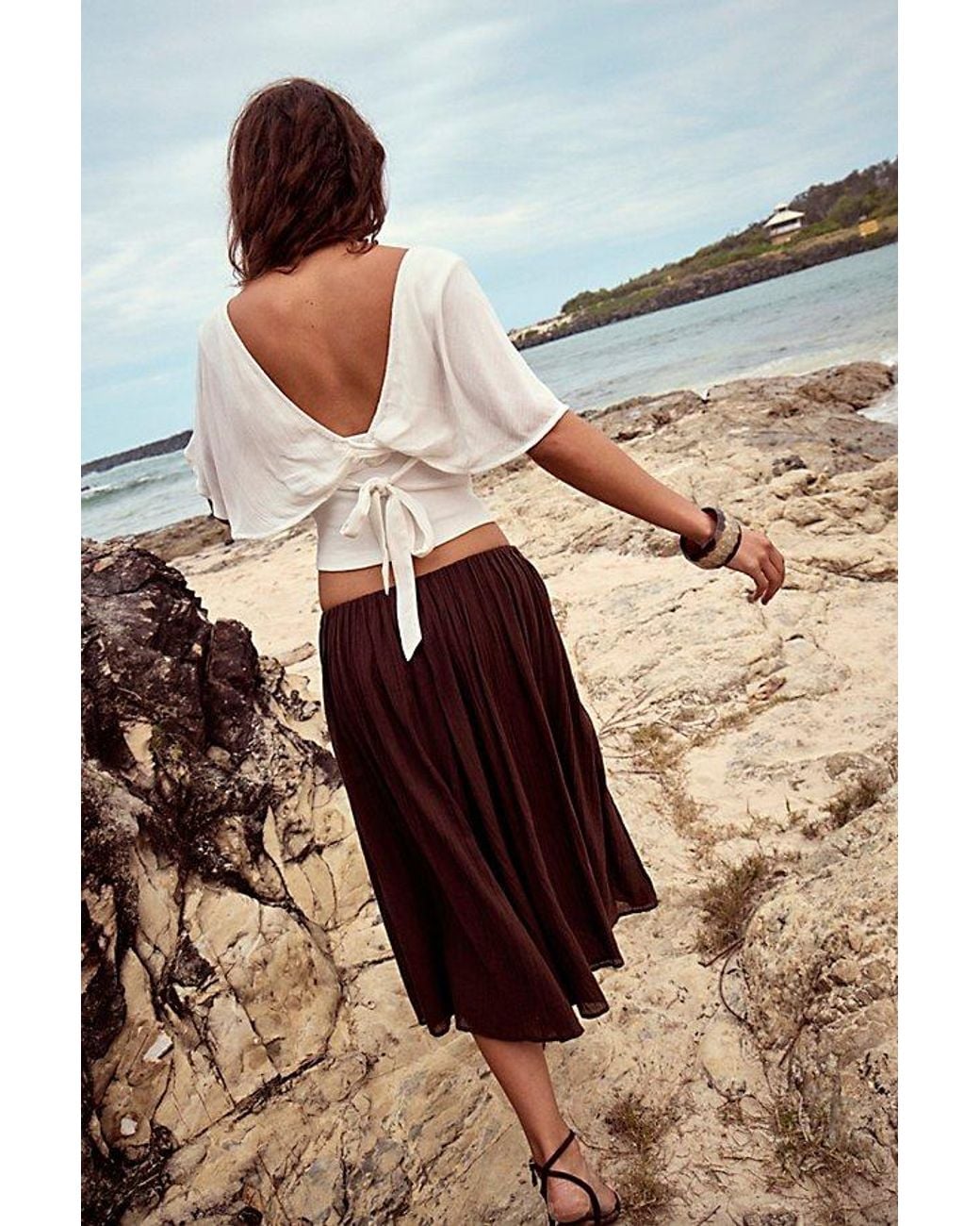 free-est Brown Wrap It Up Cullottes Top By