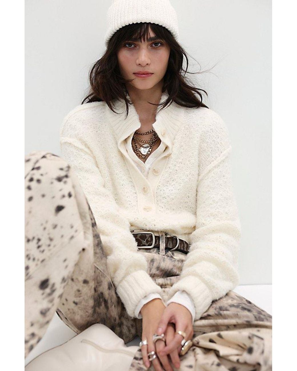 Free People Natural Tucked Henley Pullover