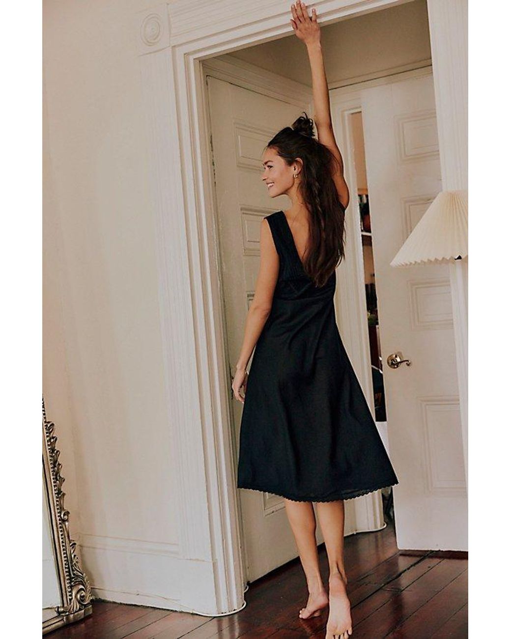 knee length dresses for ladies Free People Long Live Printed Mesh Midi Slip Dress