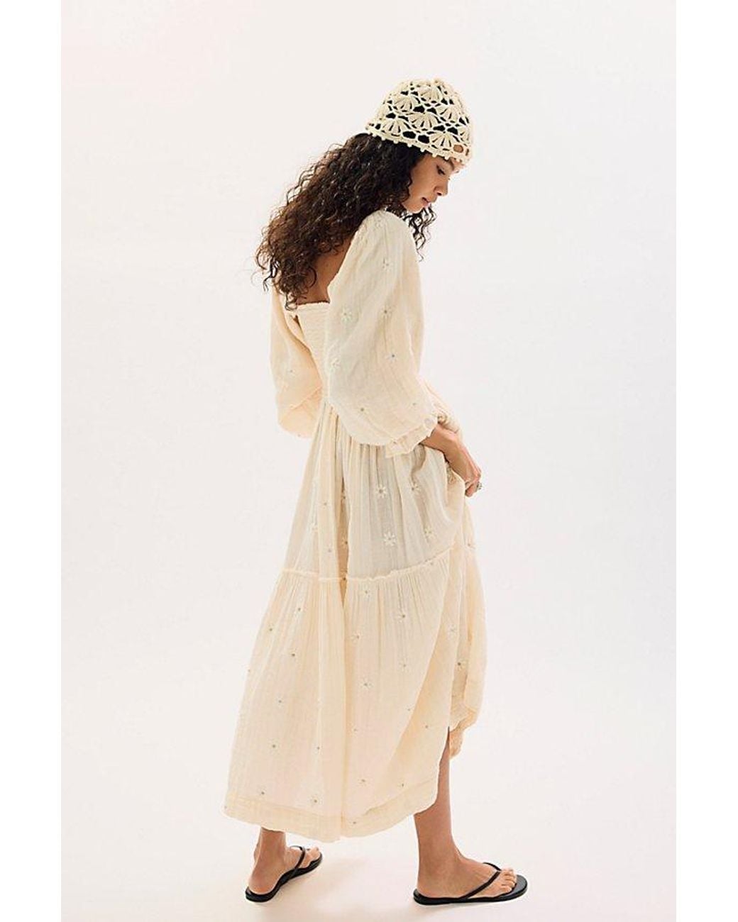 Free People Natural Dahlia Embroidered Maxi Dress