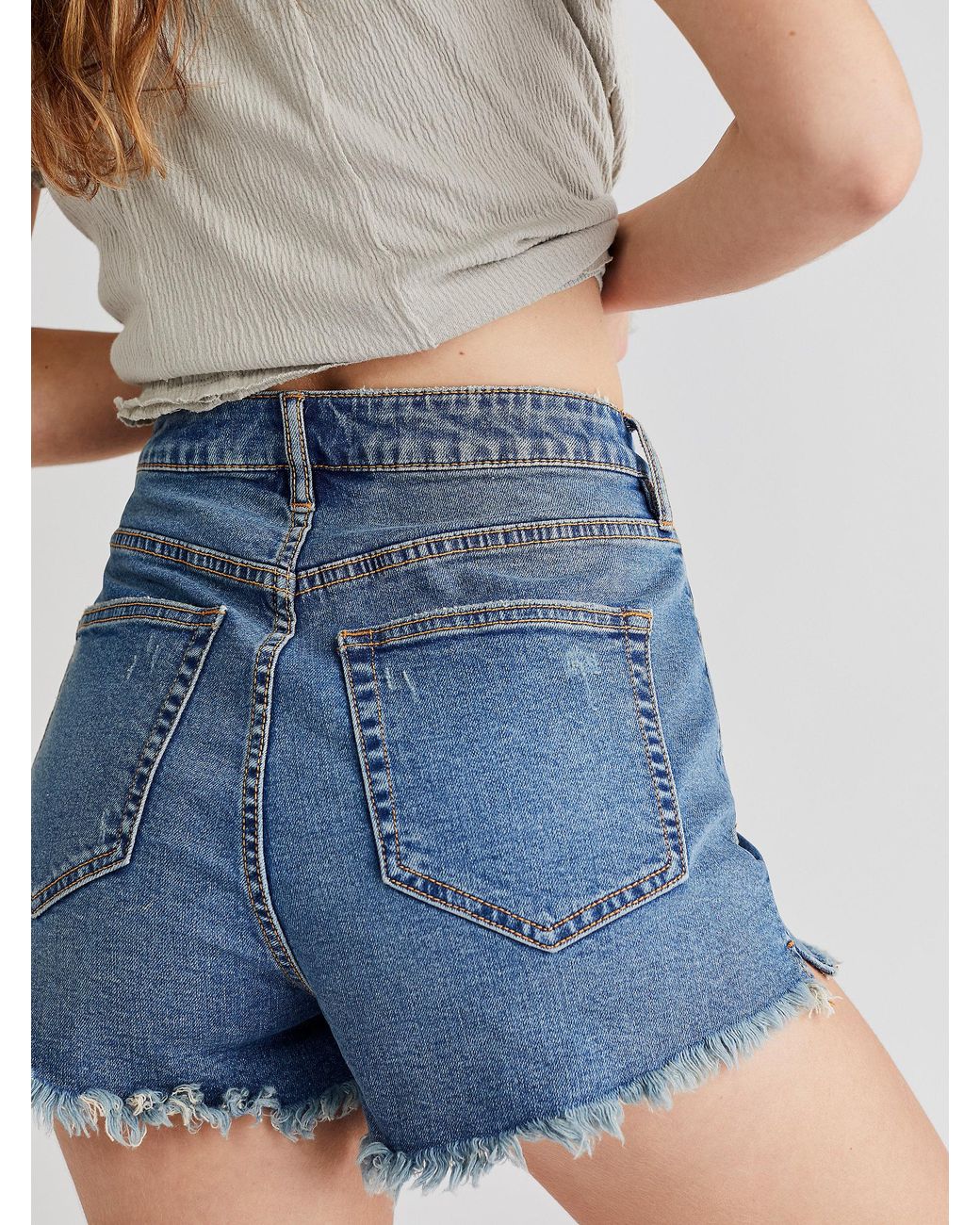 Free People Crvy Vintage High-rise Shorts in Blue | Lyst