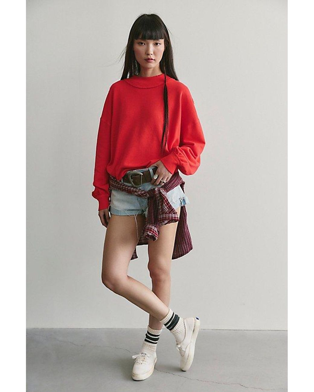 Free People Red Palm Springs Pullover