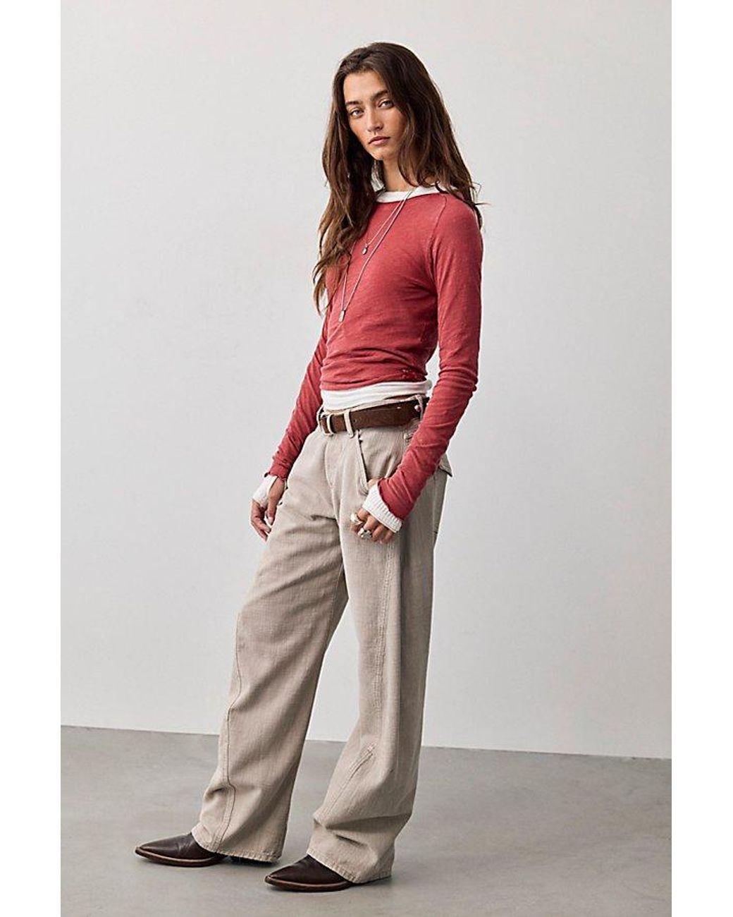Free People Blue Highland Low-Rise Twisted Bowed Jeans