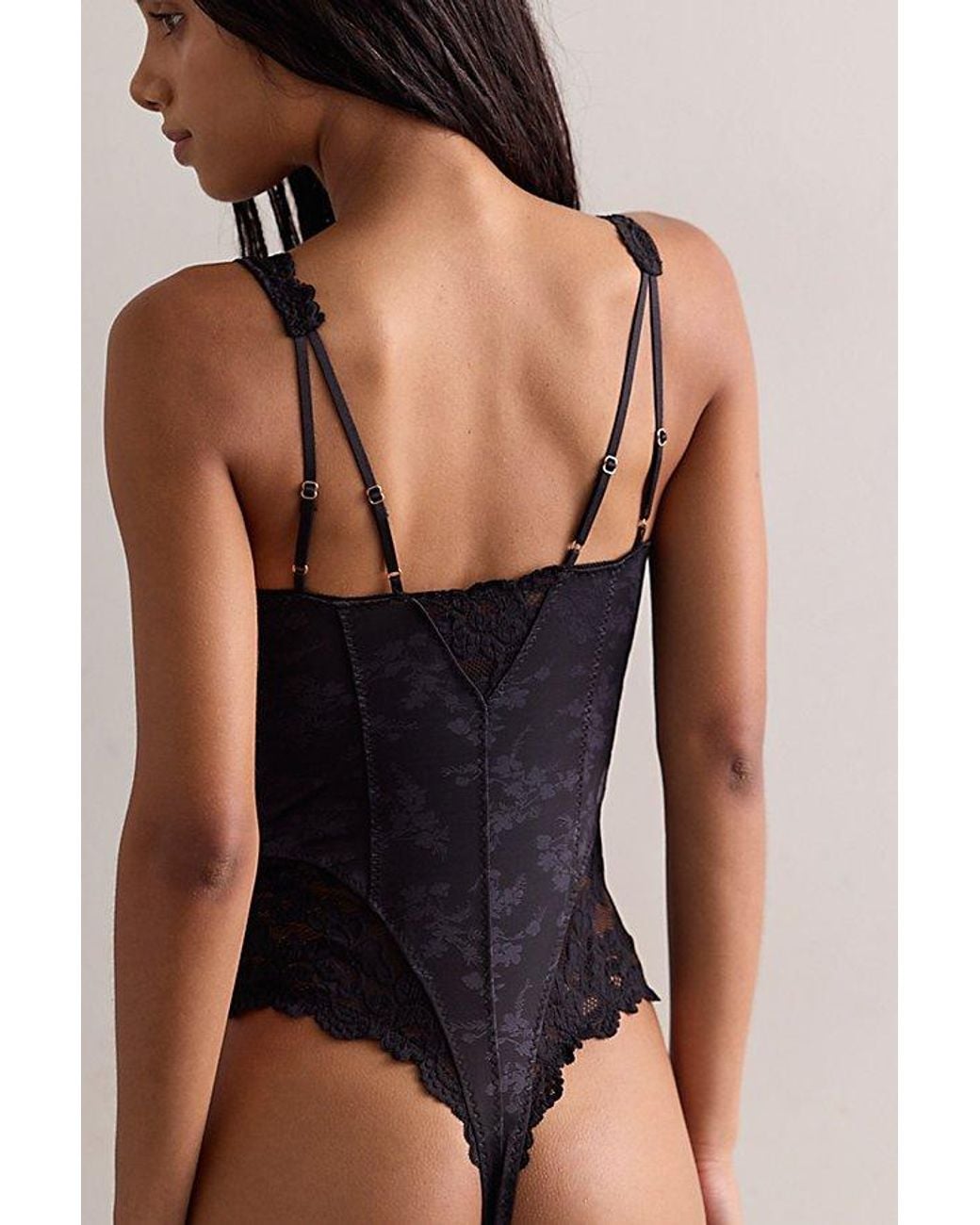 Intimately By Free People Black Slinky Situation Bodysuit By